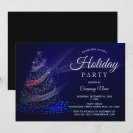 Blue Multi Color Tree Corporate Holiday Party Kaart