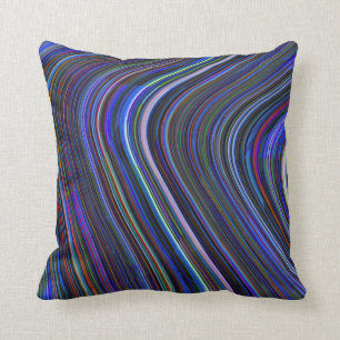Blue Multi Striped Abstract Pillow Kussen