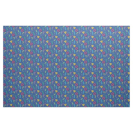 Blue Multicolor 80s Memphis Pattern Stof (Fat Quarter)