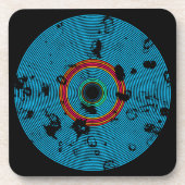 Blue Multicolor Vinyl Disk Textern Pattern Onderzetter (Voorkant)