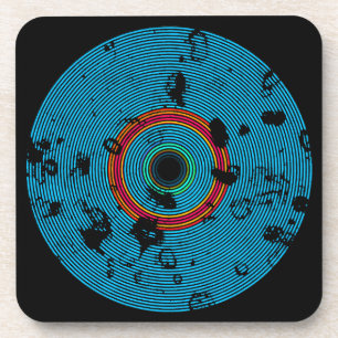 Blue Multicolor Vinyl Disk Textern Pattern Onderzetter