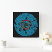 Blue Multicolor Vinyl Disk Textern Pattern Vierkante Klok (Huis)