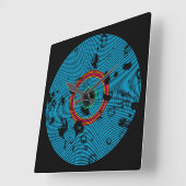 Blue Multicolor Vinyl Disk Textern Pattern Vierkante Klok (Hoek)