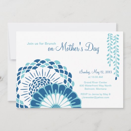 Blue Mum's Day 5x7 Uitnodigingen (Voorkant)