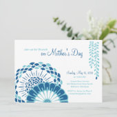 Blue Mum's Day 5x7 Uitnodigingen (Staand voorkant)