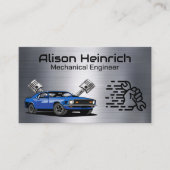 Blue Muscle Car | Auto Mechanic Logo Visitekaartje (Voorkant)
