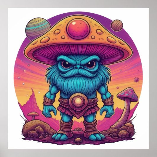 Blue Mushroom Warrior Poster (Voorkant)