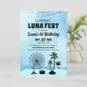 Blue Music Festival Birthday Uitnodiging (Staand voorkant)
