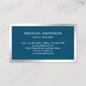 Blue Music Teacher Silver Foil drumstel drummer Visitekaartje (Achterkant)