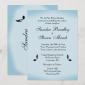 Blue Music Theme Wedding Kaart (Voorkant / Achterkant)