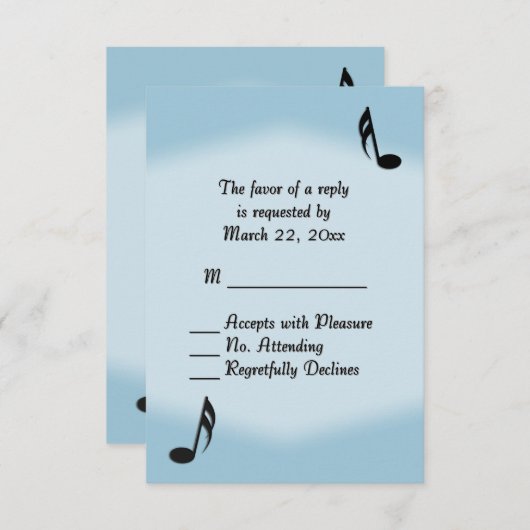 Blue Music Wedding RSVP (Voorkant / Achterkant)
