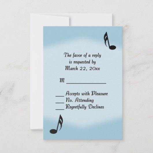 Blue Music Wedding RSVP Kaartje (Voorkant)