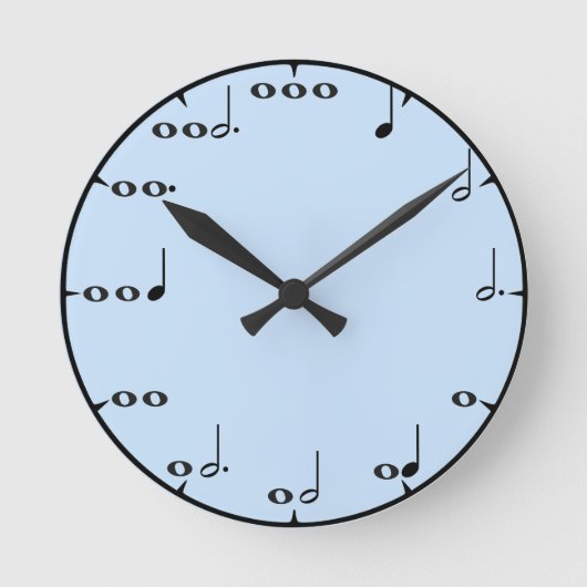 Blue Musical Math Wall Clock Ronde Klok (Voorkant)