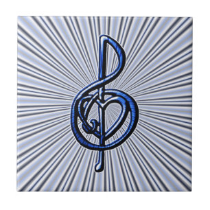 Blue Musical Treble Clef Heart Tegeltje