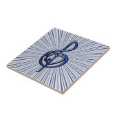 Blue Musical Treble Clef Heart  Tegeltje (Zijkant)