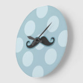 Blue Mustache, Curl Mustache, Stache, Polka Dots Grote Klok (Hoek)