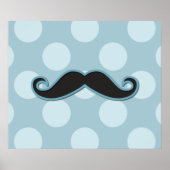 Blue Mustache, Curl Mustache, Stache, Polka Dots Poster (Voorkant)