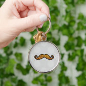 Blue Mustache, Curl Mustache, Stache, Polka Dots Sleutelhanger (Hand)