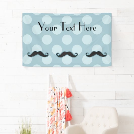 Blue Mustache, Curl Mustache, Stache, Polka Dots Spandoek (Insitu)