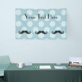 Blue Mustache, Curl Mustache, Stache, Polka Dots Spandoek (Beurs)