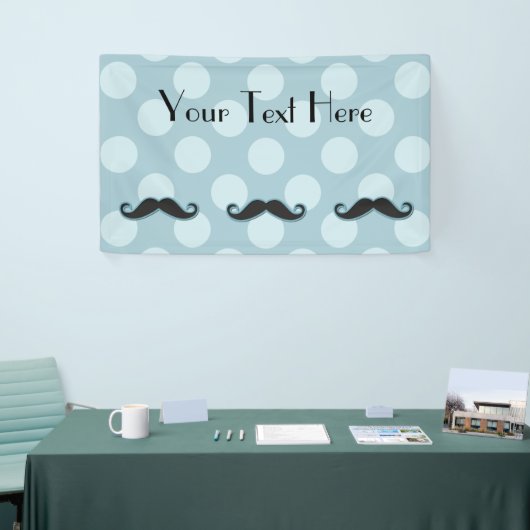 Blue Mustache, Curl Mustache, Stache, Polka Dots Spandoek (Beurs)