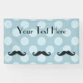 Blue Mustache, Curl Mustache, Stache, Polka Dots Spandoek (Horizontaal)
