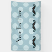 Blue Mustache, Curl Mustache, Stache, Polka Dots Spandoek (Verticaal)