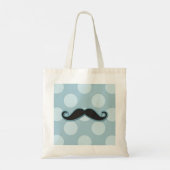Blue Mustache, Curl Mustache, Stache, Polka Dots Tote Bag (Achterkant)