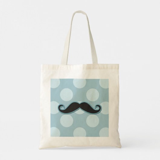 Blue Mustache, Curl Mustache, Stache, Polka Dots Tote Bag (Achterkant)