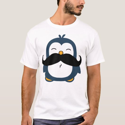 Blue Mustache Penguin T-shirt (Voorkant)