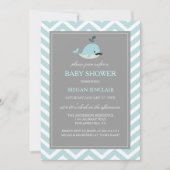 Blue Mustache Whale Boy Baby shower Kaart (Voorkant)