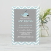 Blue Mustache Whale Boy Baby shower Kaart (Staand voorkant)