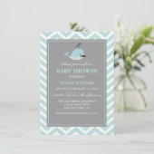 Blue Mustache Whale Boy Baby shower Kaart (Staand voorkant)