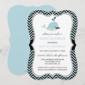 Blue Mustache Whale Chevron Boy Baby shower Kaart (Voorkant / Achterkant)