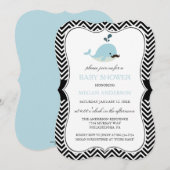 Blue Mustache Whale Chevron Boy Baby shower Kaart (Voorkant / Achterkant)