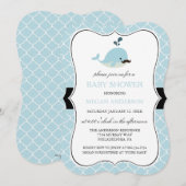 Blue Mustache Whale Schattige Boy Baby shower Kaart (Voorkant / Achterkant)