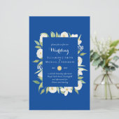 Blue Mustard Green Floral Budget Wedding Invite A9 (Staand voorkant)