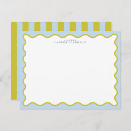 Blue & Mustard Wavy Border Note Card Kaart