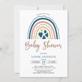 Blue Muted Tones Boho Rainbow Baby shower Kaart