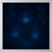 Blue Mystic Energy Eyes Wall Art Poster (Voorkant)