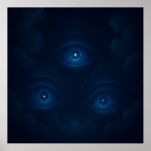 Blue Mystic Energy Eyes Wall Art Poster (Voorkant)