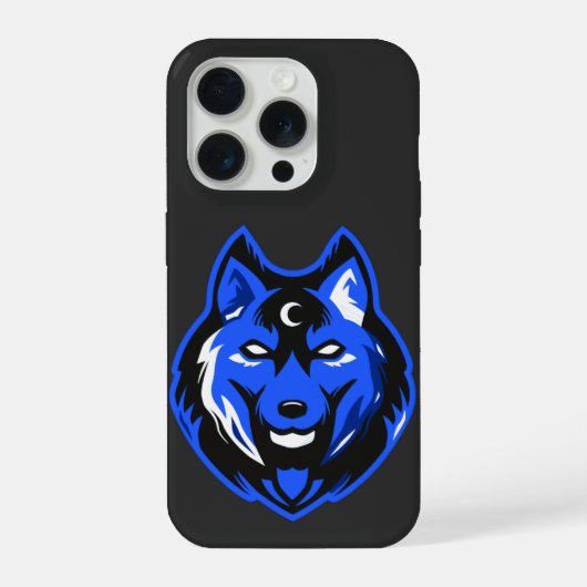 Blue Mystic Wolf iPhone 15 Case Hoesje (Achterkant)