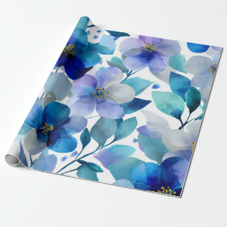 Blue Mystical Orchid Elegant Floral Botanical Cadeaupapier