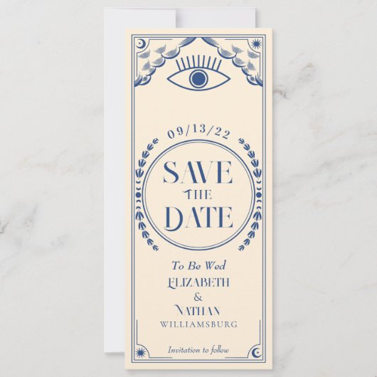  Blue Mystical Tarot Kaart Save the Date (Voorkant)
