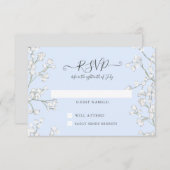 Blue n White Floral Babys Breath Baby shower RSVP (Voorkant / Achterkant)