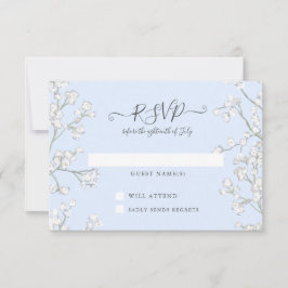 Blue n White Floral Babys Breath Baby shower RSVP