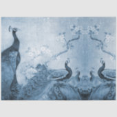 Blue n White Floral Peacock Chinoiserie Decoupage Tissuepapier (Voorkant)