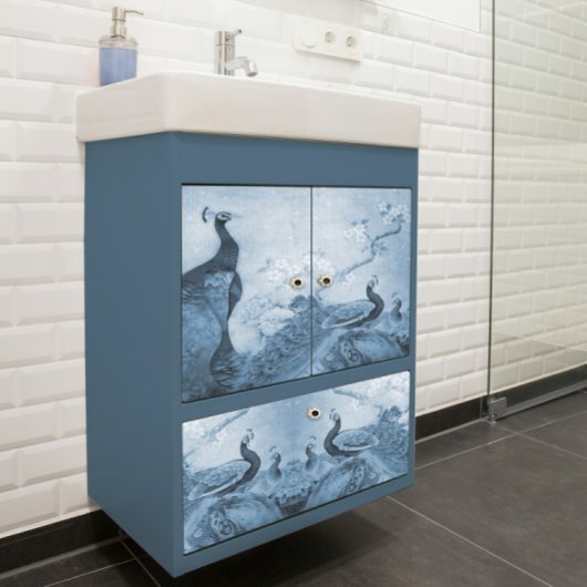 Blue n White Floral Peacock Chinoiserie Decoupage Tissuepapier