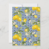 Blue n White Lemon Floral Foliage Wedding Details Kaart (Achterkant)