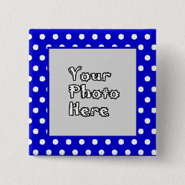 Blue n White Polka Dots Photo Lijst Vierkante Button 5,1 Cm